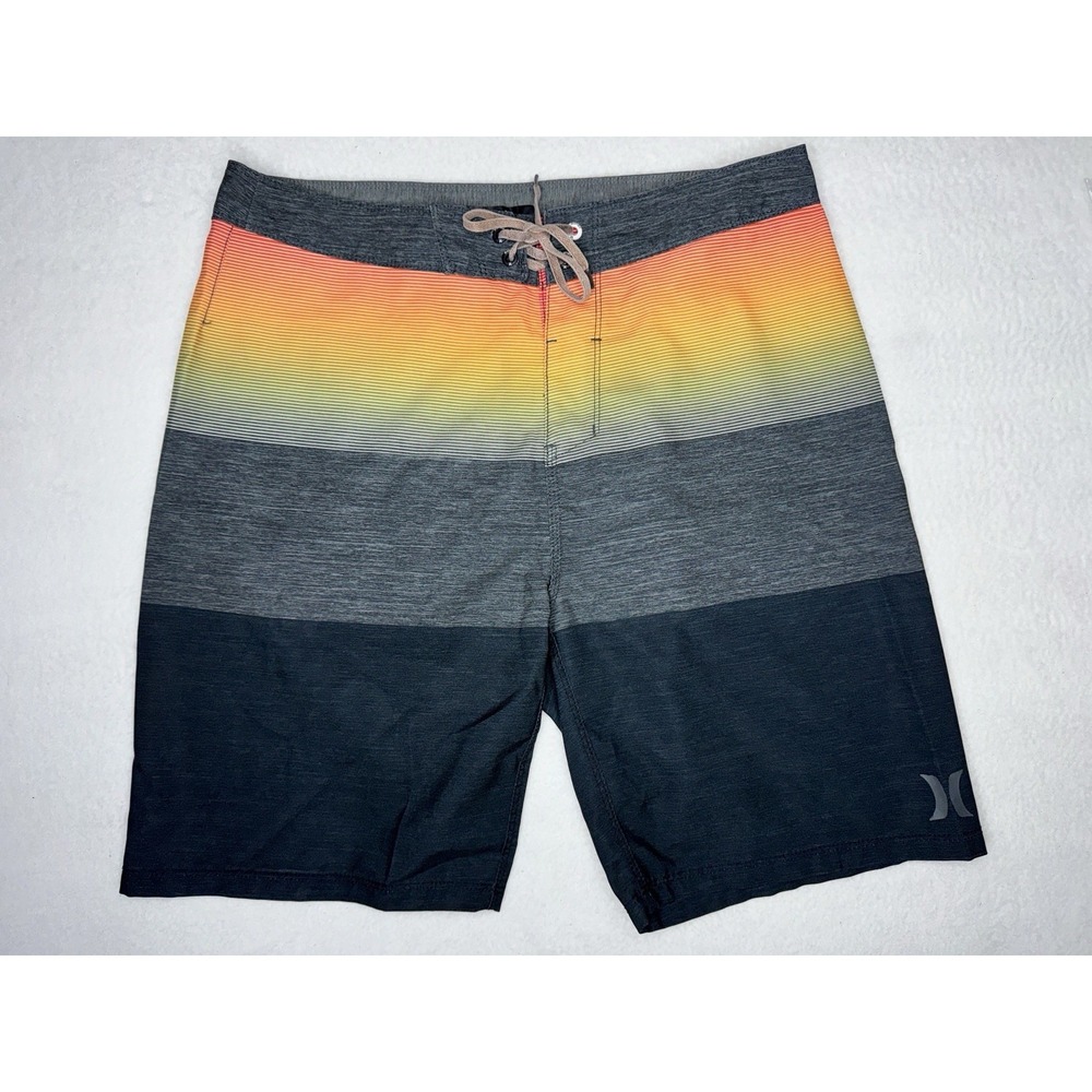 Sz 30 Hurley Phantom Board Shorts Gray Orange Gradient Beach Swim Trunks